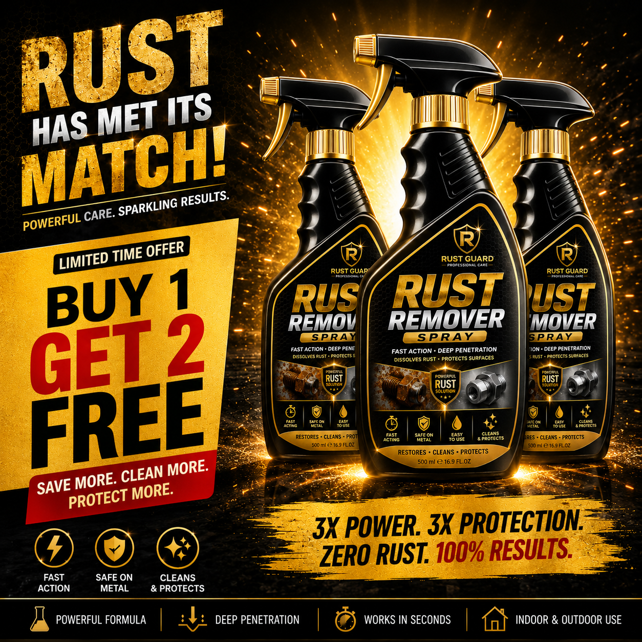 🔥RUST REMOVER SPRAY🔥⚡BUY 1 GET 2 FREE🔥