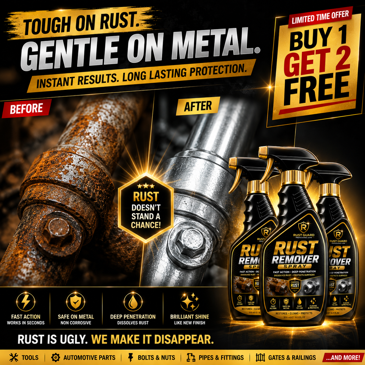 🔥RUST REMOVER SPRAY🔥⚡BUY 1 GET 2 FREE🔥