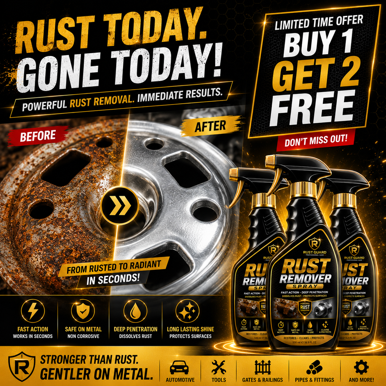 🔥RUST REMOVER SPRAY🔥⚡BUY 1 GET 2 FREE🔥