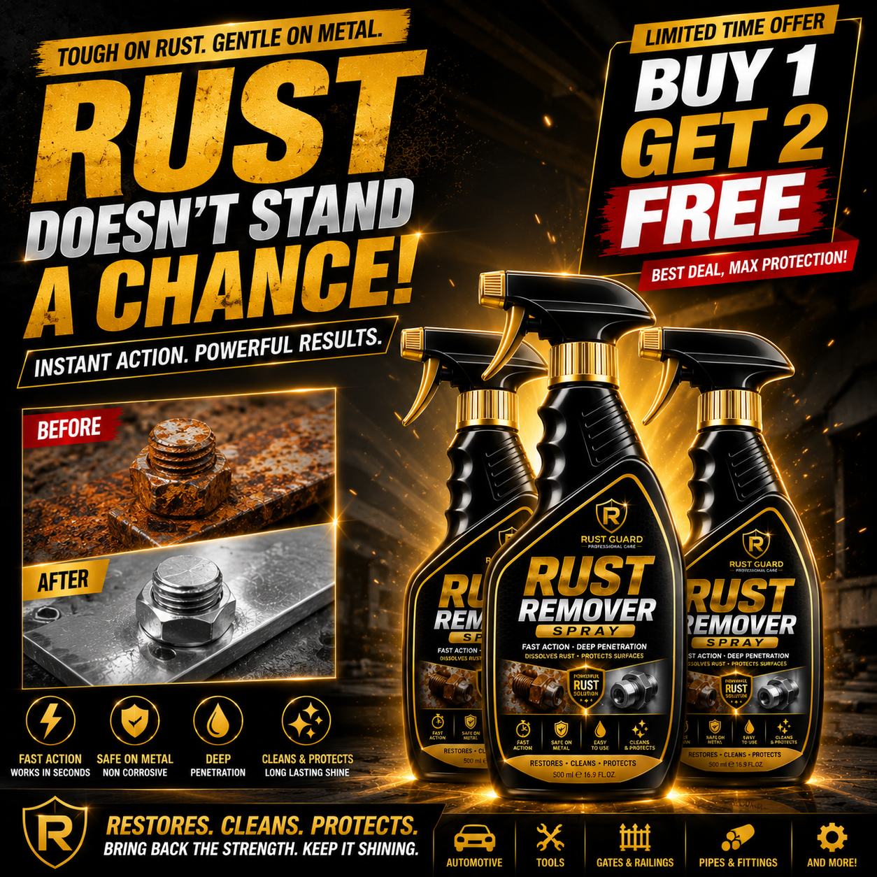 🔥RUST REMOVER SPRAY🔥⚡BUY 1 GET 2 FREE🔥
